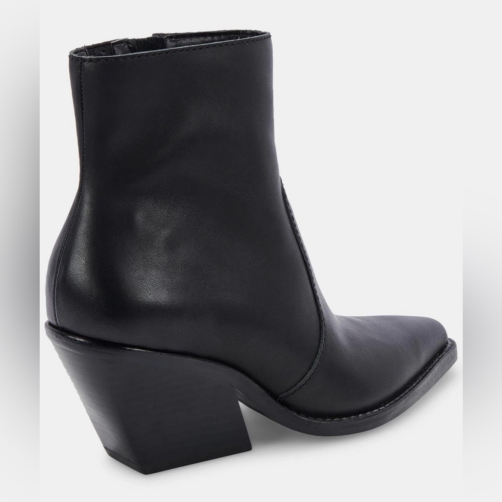 Dolce Vita  Volli Genuine Smooth Leather Ankle Western Boots - Black - Picture 3 of 14